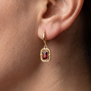 Orecchini pendenti in oro 14 carati con rubino – Orecchini pendenti in stile vintage – Elegante regalo romantico per lei