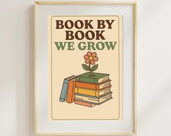 Retro Books Print | Classroom Kids Room Decor | School Library Decor | (Digital Download)