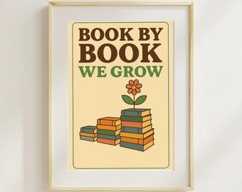 Retro Book Print | Kids Room, Classroom Wall, Library Art | (Digital Download)