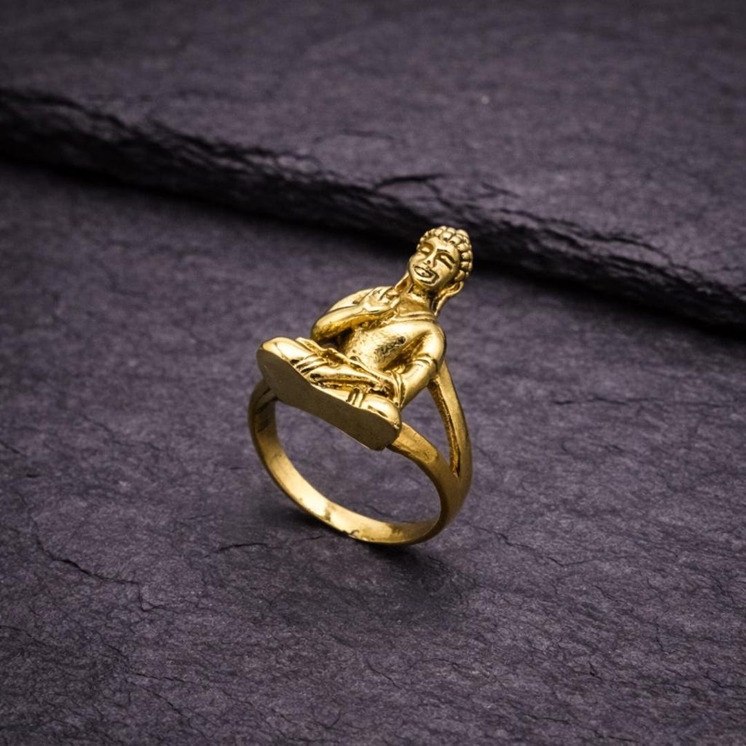 Gold Buddha Ring for Men & Women | Spiritual Meditation Ring | Buddhist ...