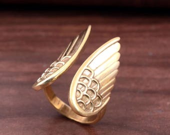 Angel Wings Ring • Adjustable Gold-Tone Feather Ring