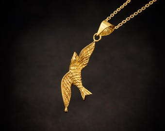 Handcrafted Gold Bird Pendant Necklace, Nature-Inspired Jewelry