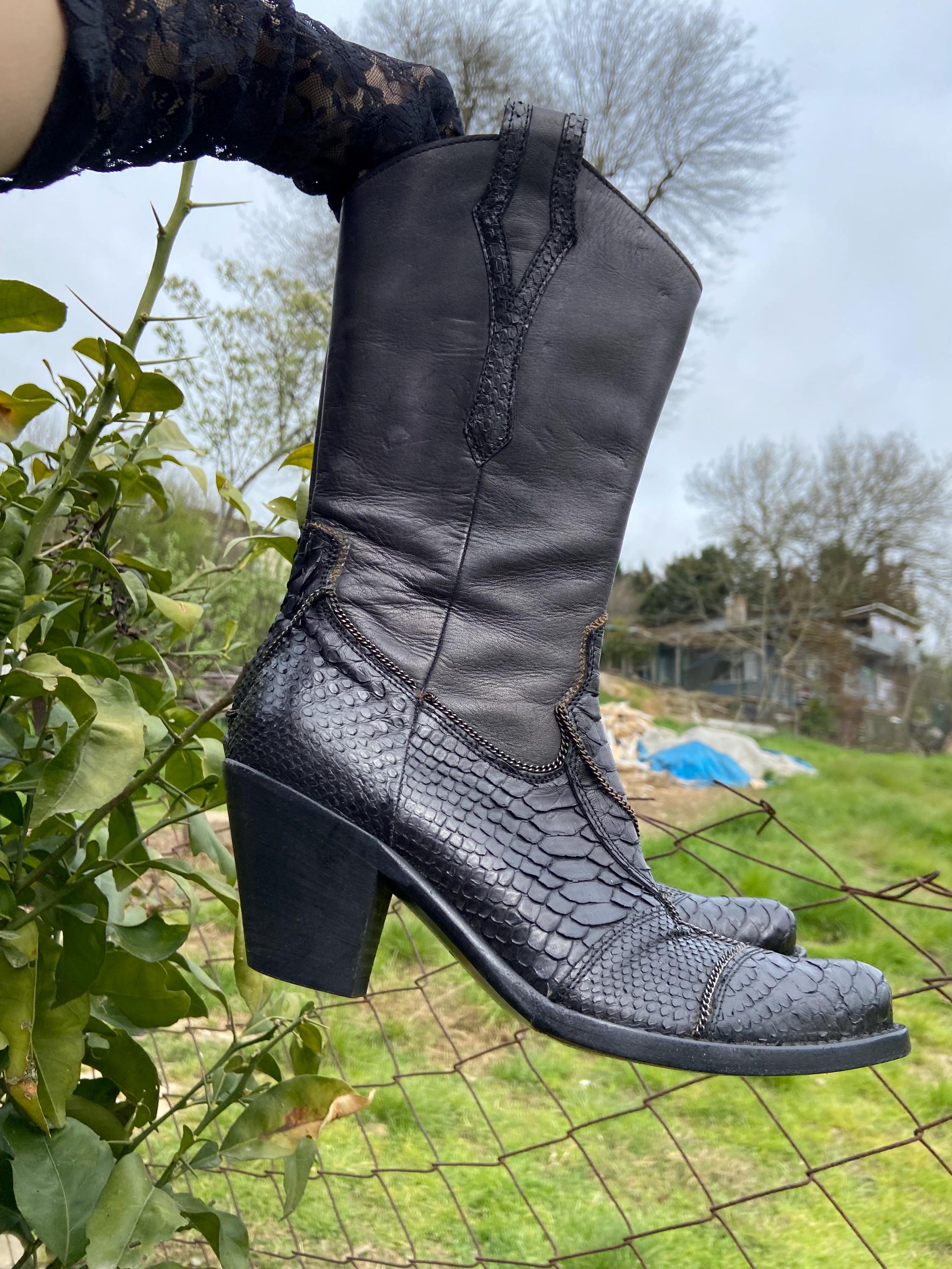 Vintage Goth Cowboy Boots - Etsy UK