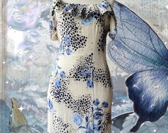 Vintage Blue Floral Slip Dress – Romantic Y2K Summer Dress