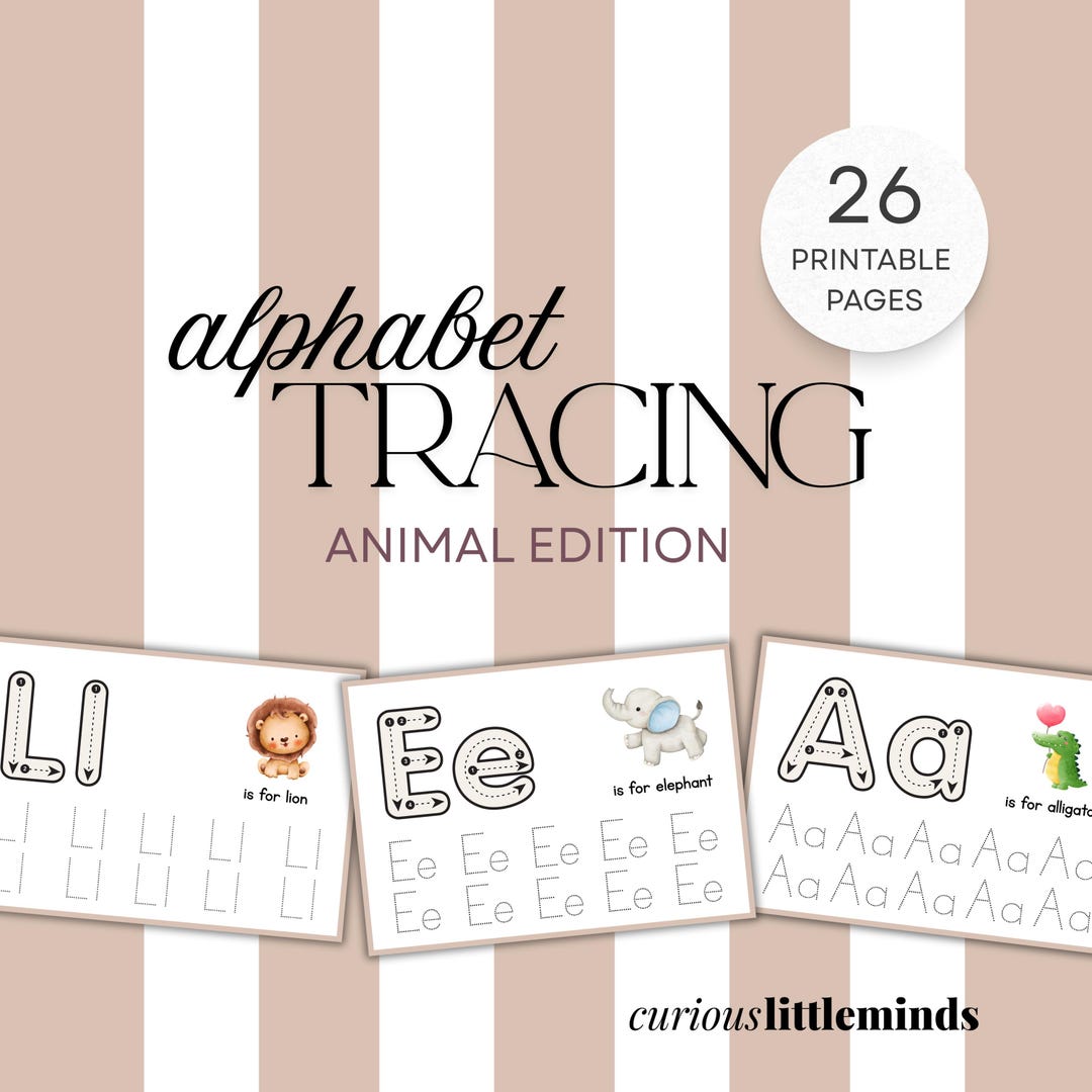 Printable Alphabet Tracing Worksheet - Animal Edition + Certificate of ...