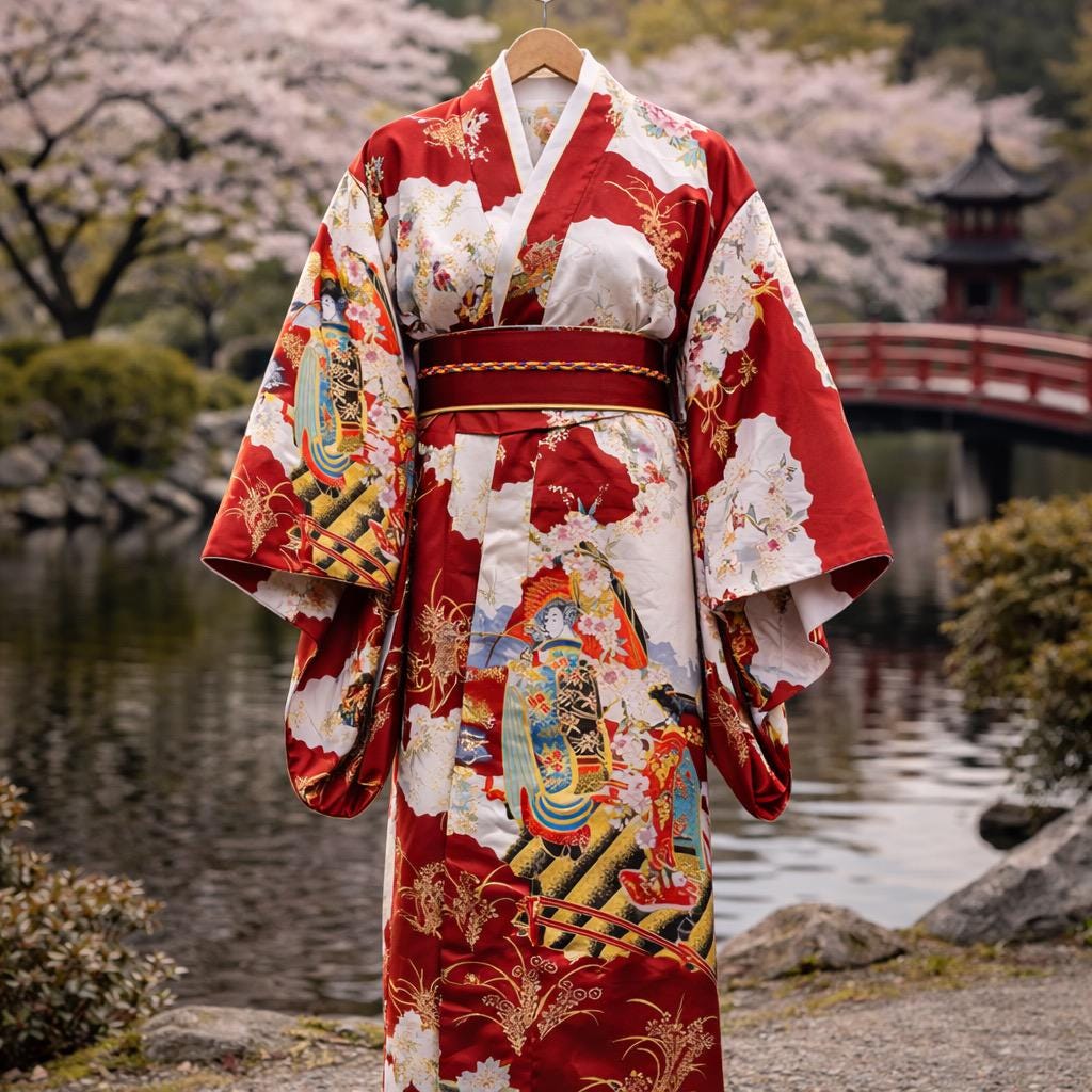 Grand Caftan Kimono Oriental Japonais Pour Femme – Rose, 100% Coton, Taille L