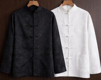 Gothic Dragon Jacquard Tang Style Shirt – Asian Streetwear Jacket