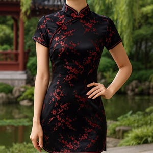 oriental mini dress Women Chinese Style Print Slim Cheongsam French Retro Lace Sexy Mini Dress  Vintage Oriental Qipao Party Dresses : Buy Online at Best Price in KSA