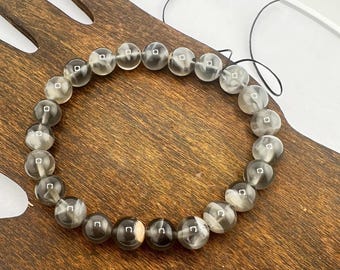 Black Moonstone Crystal Bracelet • Natural Gemstone Stretch Bracelet • Reflection & Balance Jewelry • Gift for Him or Her