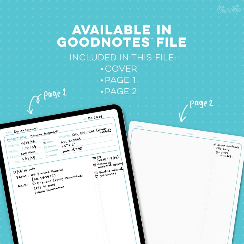 Project Notes—project Management Template for Goodnotes in BLUE ...