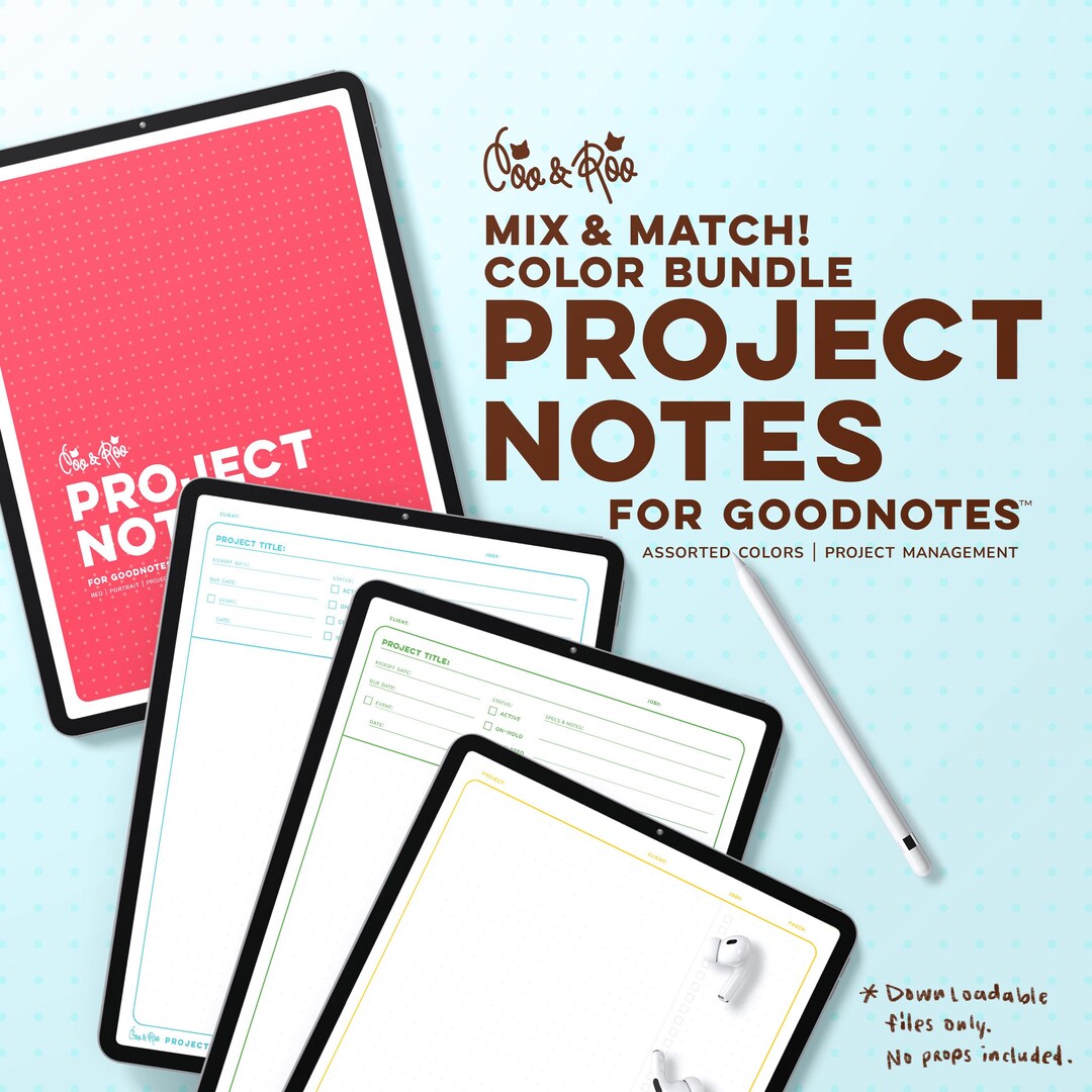 Project Notes—project Management Template for Goodnotes COLOR BUNDLE ...