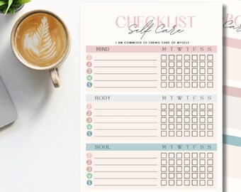 ADHD Self Care Planner Bundle, Daily Weekly Routine Tracker (Digital Download)