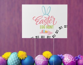 Easter Egg Hunt This Way Sign | Editable Canva Template