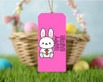 Personalized Easter Bunny Gift Tags, Editable Kids Name Sign (Digital Download)