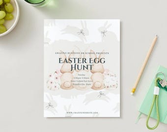 Easter Egg Hunt Invitation Template | Editable Minimalist Bunny Party Invite (Digital Download)