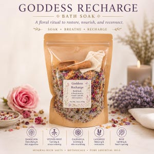Goddess Recharge Perimenopause Bath Soak: Herbal Aromatherapy with Crystal