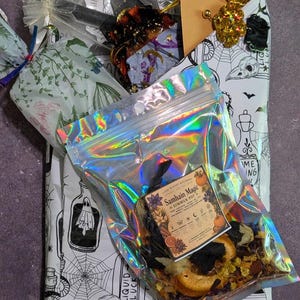 Witchy Book Bundle Gift Set, Mystery Novel, Tarot Deck, Simmer Pot, Tea, Earrings & more