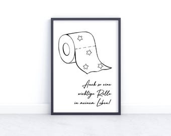 Guest WC picture, toilet, bathroom poster, funny toilet picture, humor, decoration, roll