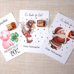 Weihnachten Frohes neues Jahr Mitbringsel Tischdeko Küsschen Karte Set Platzkarte Gastgeschenk