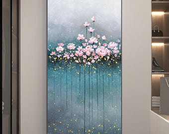 Flower Canvas Wall Art, Original Floral Painting on Canvas, Abstract Flower Acrylic Painting, Large Canvas Wall Art, Ready to Hang