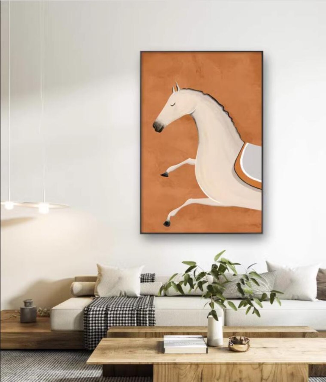 Large Abstract White Horse Oil Painting on Canvas, Original White Horse ...