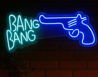 Bang Bang Neon Sign – Retro LED Wall Light for Game Room, Bar Decor, Handmade LED Wall Art, Cool Gift for Gamers or Men