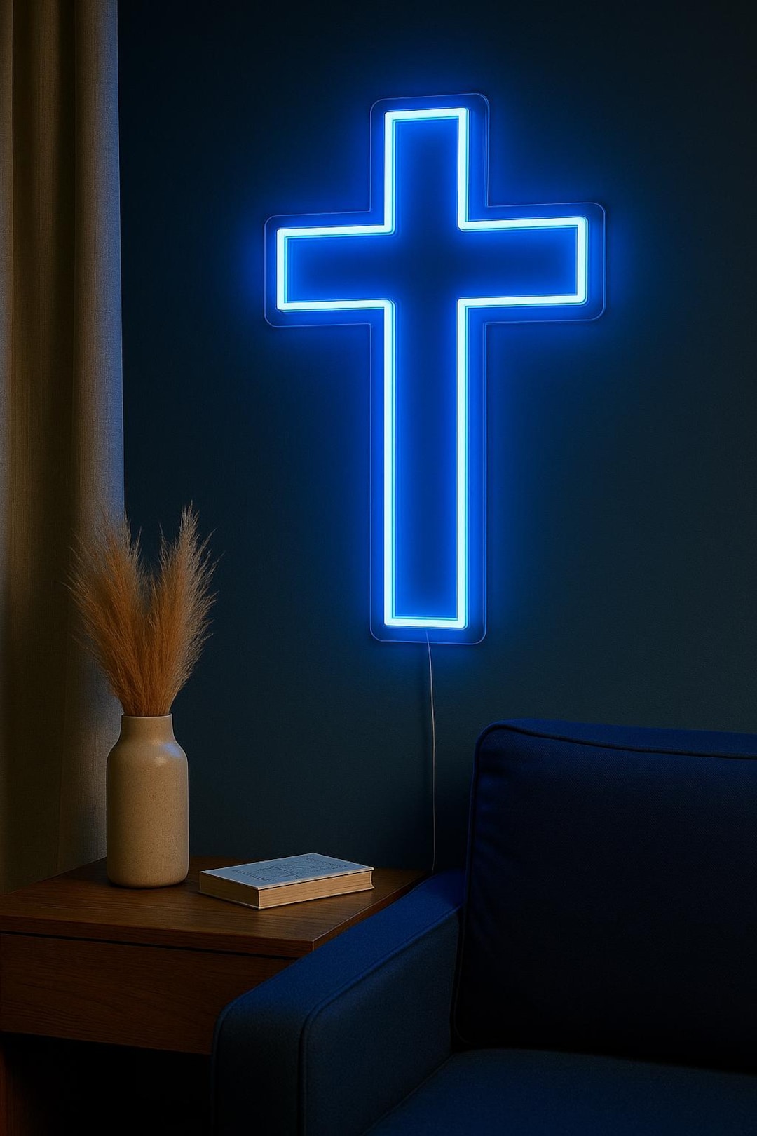 Modern Cross Neon Sign – Handmade LED Wall Light for Home, Studio, or ...
