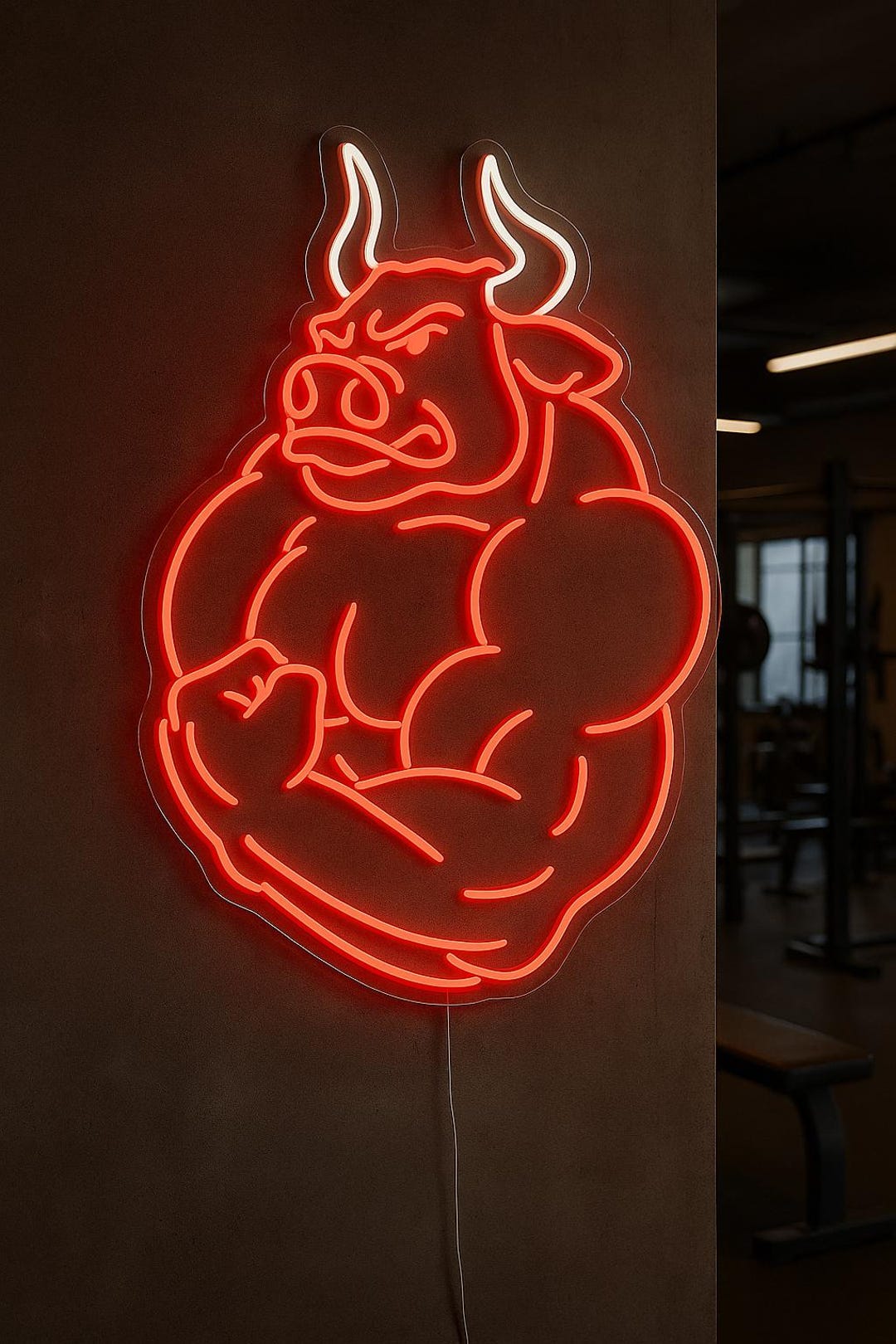 Strong Rhett Neon Muscle Bull Neon Sign for Gym – Bodybuilding Wall Light – Fitness Room ...