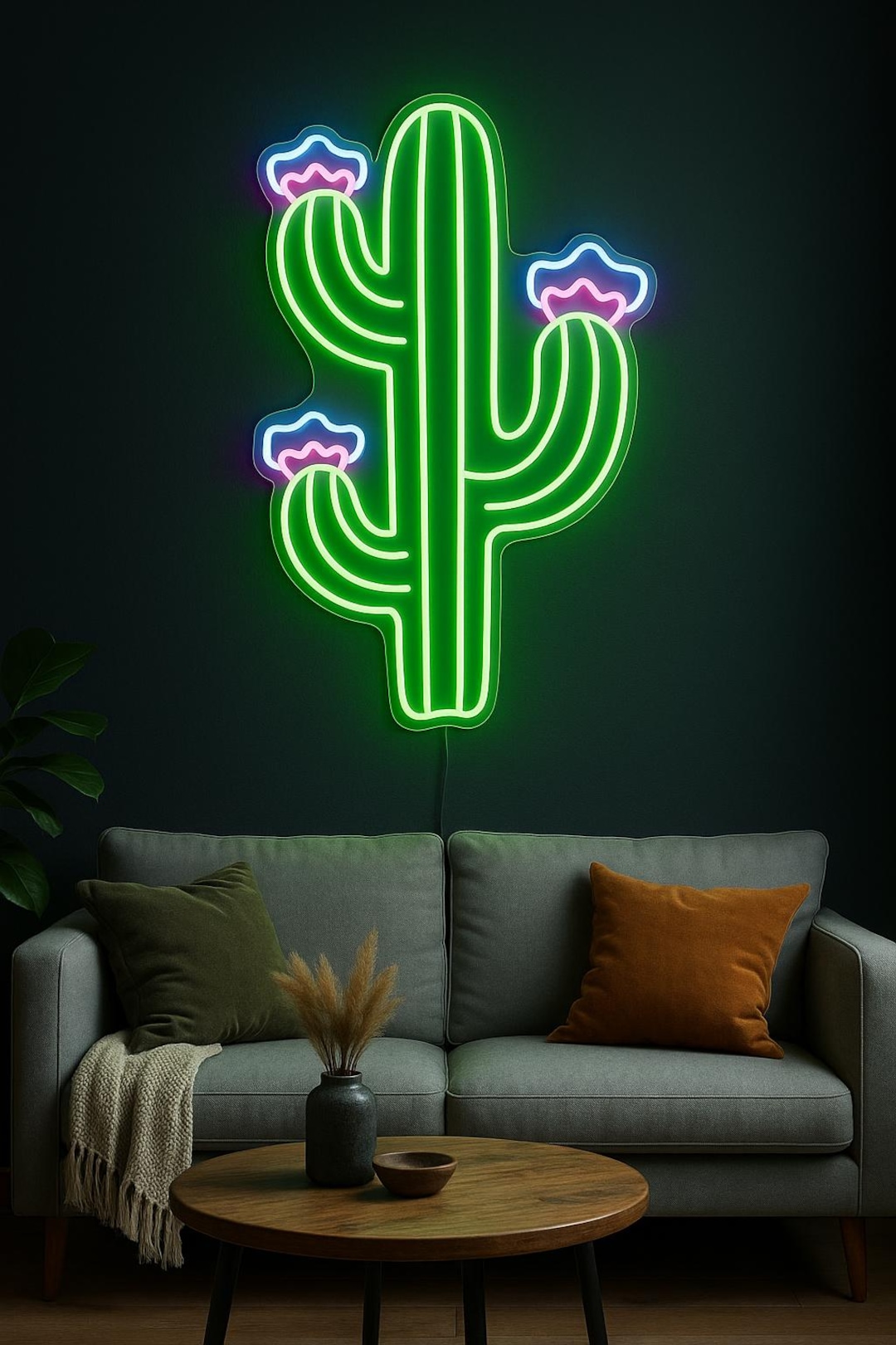 Cactus Neon Sign – Handmade LED Wall Light for Living Room or Bar ...