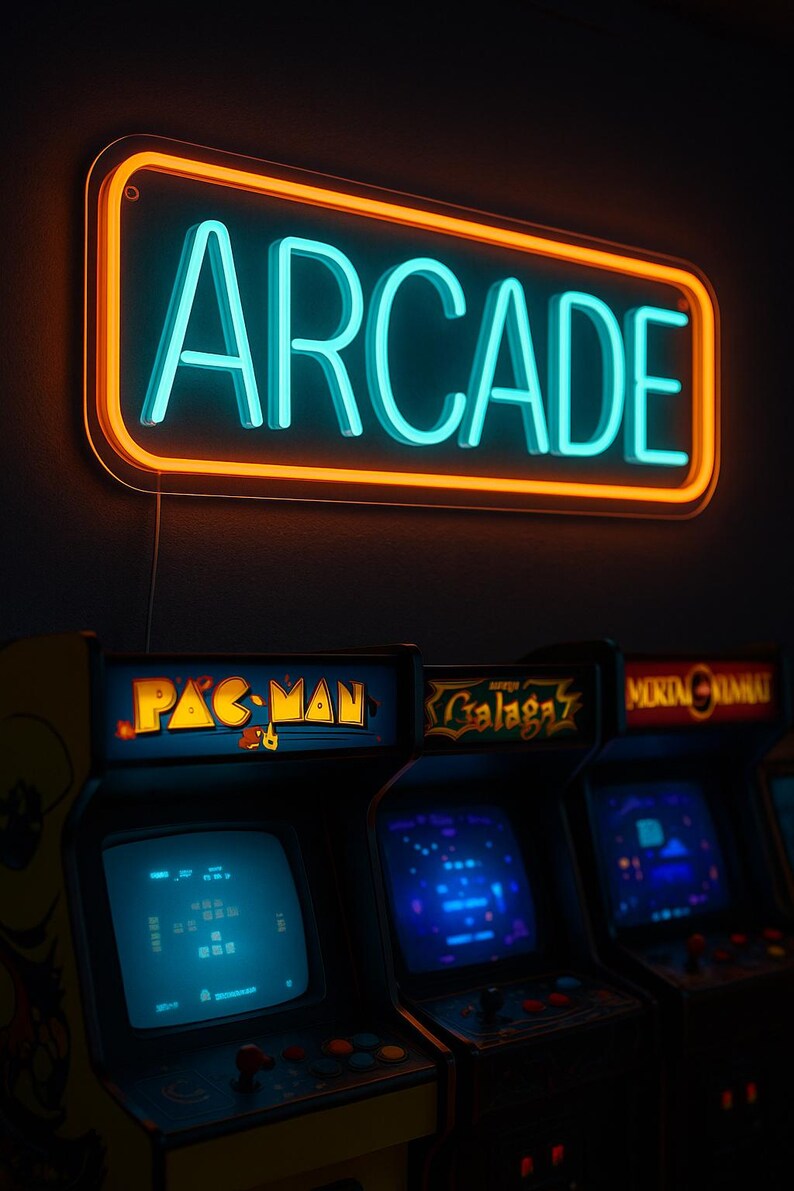 Arcade Neon Sign – LED Neon Wall Sign for Game Room, Retro Arcade Neon ...
