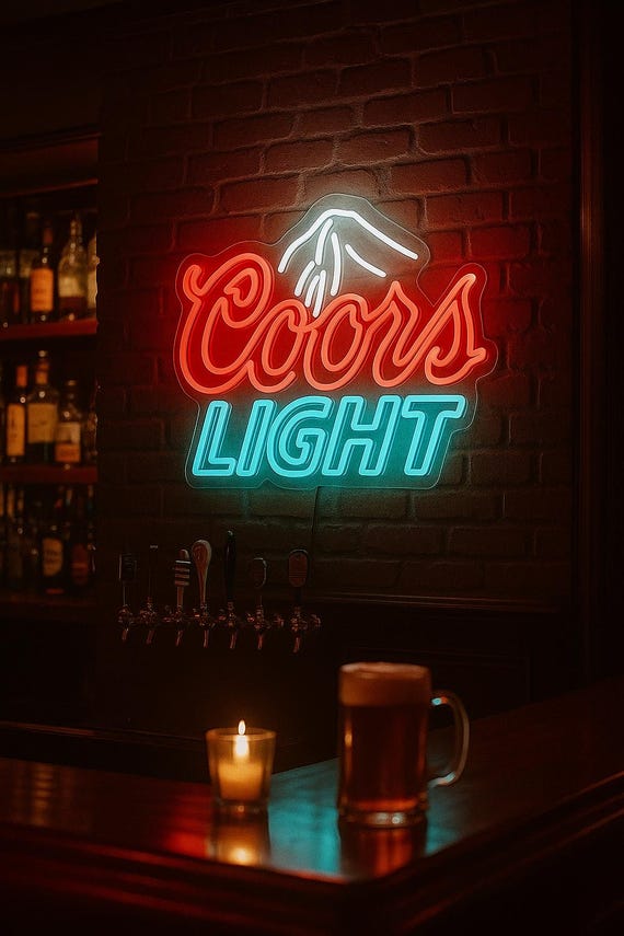 Coors Light Neon Sign – Handmade Beer Bar Wall Light, Custom Pub