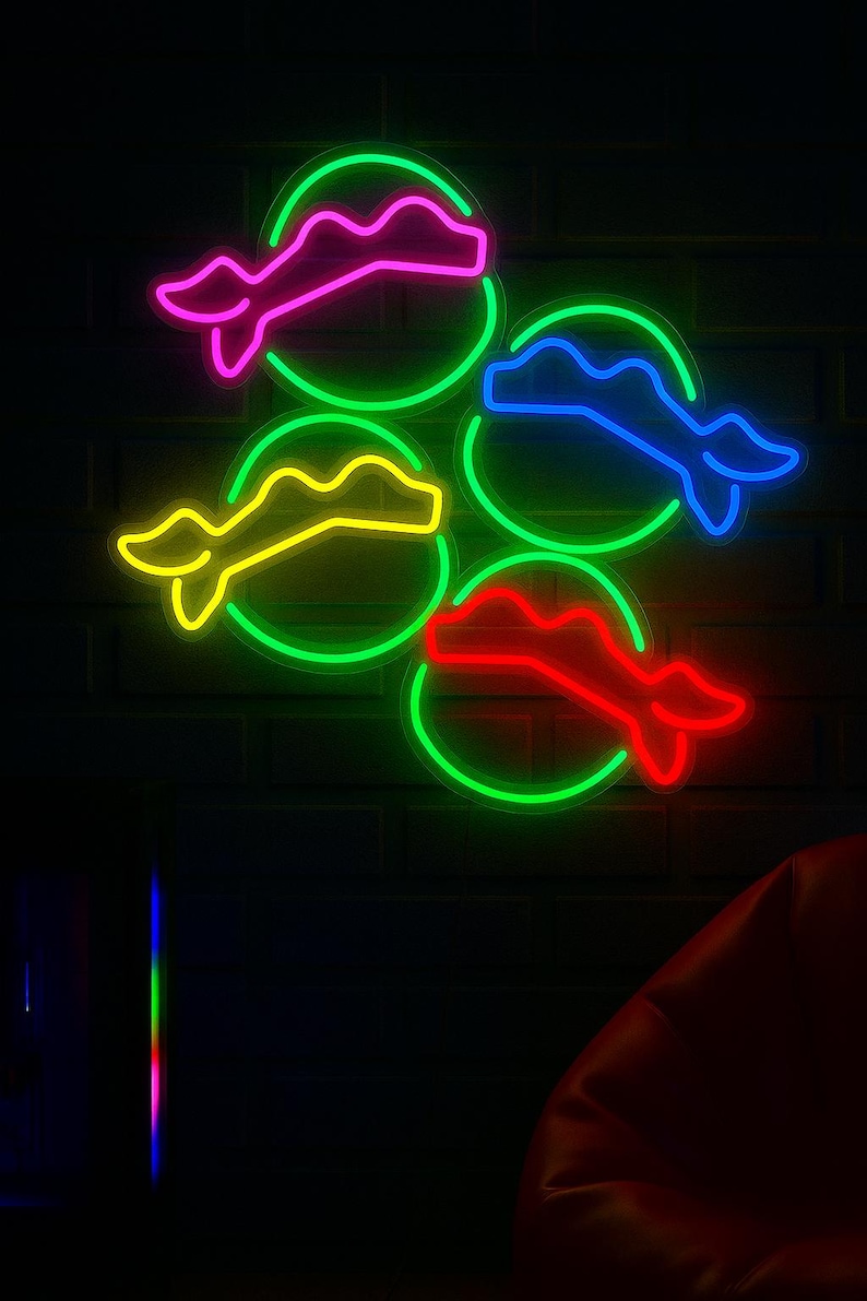 Neon Turtle Sign Teenage Mutant Ninja Turtles Neon Sign – Retro Gamer Wall Light for ...