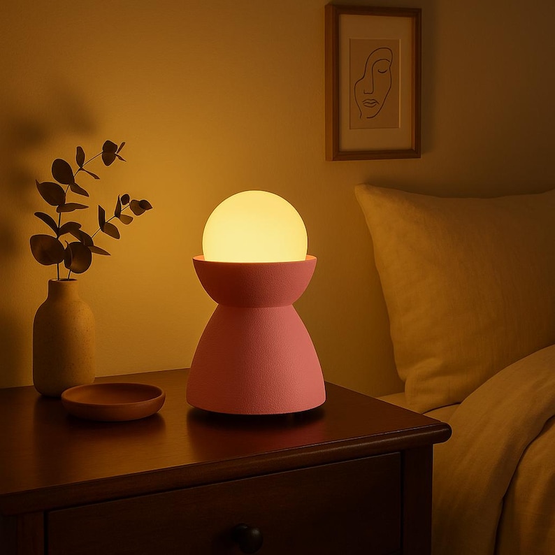 Lámpara de mesa con globo de cristal: iluminación ambiental minimalista