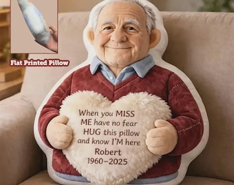 Personalized Memorial Hug Pillow, Custom Photo Sympathy Gift, Remembrance Cushion, Bereavement Keepsake