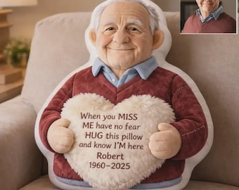 Personalized Memorial Hug Pillow, Custom Photo Sympathy Gift, Remembrance Cushion, Bereavement Keepsake