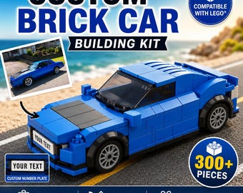 Aangepaste foto baksteen automodel, gepersonaliseerde auto baksteen figuur, aangepaste mini bouwstenen auto, sportwagen replica cadeau, autoliefhebbers cadeau
