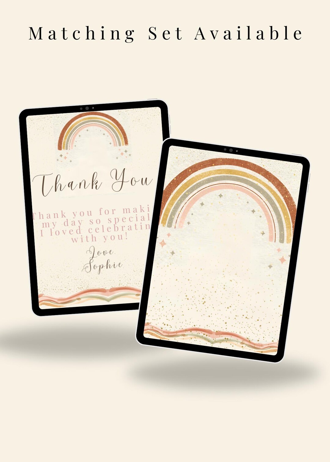 Boho Rainbow Thank You Card: Editable Canva Template (digital Download ...