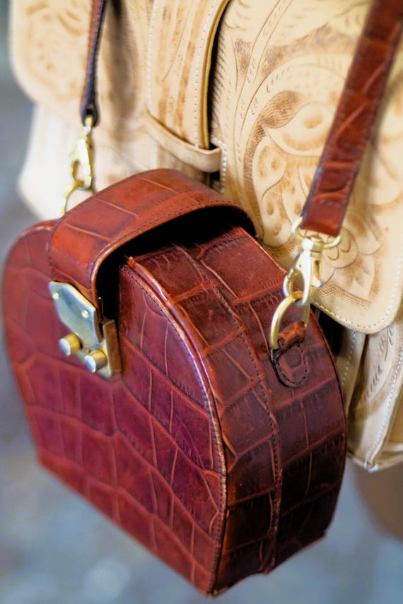 Brown, Burgundy Tortoise Shell Mini Crossbody Vin… - image 1