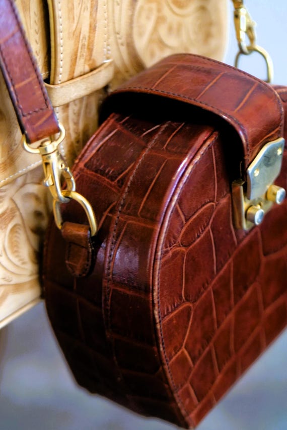 Brown, Burgundy Tortoise Shell Mini Crossbody Vin… - image 2