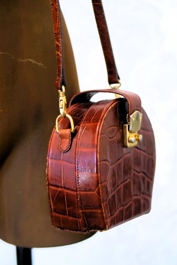 Brown, Burgundy Tortoise Shell Mini Crossbody Vin… - image 4
