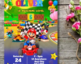 Super Mario Kart Birthday Invitation: Editable Gaming Party, Canva Template (Digital Download)