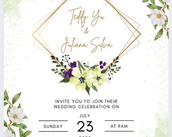 Wedding Invitation Template, Printable, Floral Template