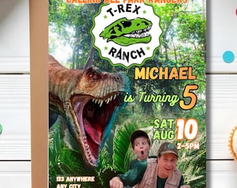 T-REX Ranch Birthday Party Invitation Template: Digital Download, Canva Editable