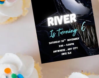 Venom Birthday Invitation Template: Editable Super hero Party Invite (Digital Download)