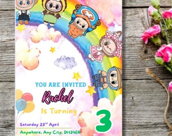 Labubu Birthday Party Invitation Template: Digital Download, Canva Editable
