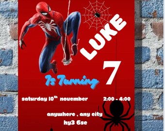 Spider Man Birthday Party Invitation: superhero Template, Canva Editable, Digital Download