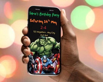 Boys Super hero Birthday Party Invitation Template Digital Download editable canva template