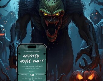 Halloween Party video invitation digital download canva editable