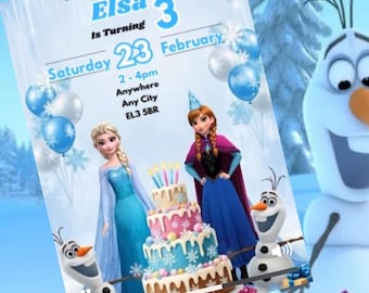 Frozen Birthday Party Invitation: Video mp4 Digital Download, With Sound, Canva Editable