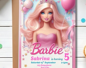 Barbie Girl Birthday Party Invitation Template: Digital Download, Canva Editable
